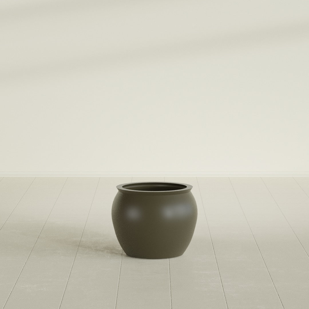 Shanghai Fishbowl Planter in Matte Bronze, 16", shown empty