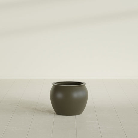 Shanghai Fishbowl Planter in Matte Bronze, 16", shown empty