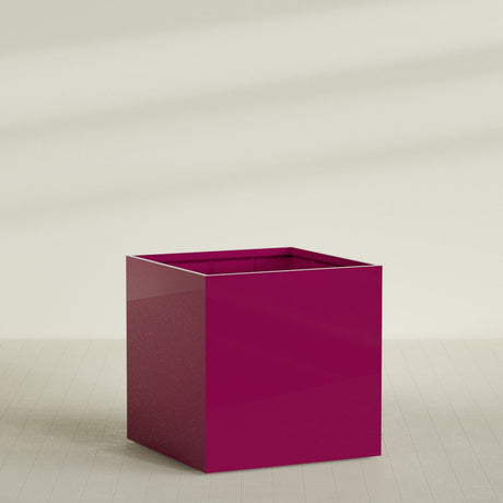 Montroy Cube Planter in Gloss Eggplant, 60", shown empty