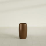 Lisbon tall round tapered fiberglass planter in Metallic Bronze, 14 in diameter, 25 in high, shown empty