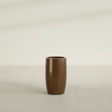 Lisbon tall round tapered fiberglass planter in Metallic Bronze, 14 in diameter, 25 in high, shown empty