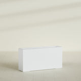 Hollywood Narrow Rectangular Planter in Gloss Bright White, 48"L × 12"D × 24"H, shown empty