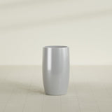 Lisbon tall round tapered fiberglass planter in Metallic Silver, 18 in diameter, 32 in high, shown empty