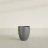 Valencia Tapered Round Planter in Matte Gunmetal, 15"D × 18"H, shown empty