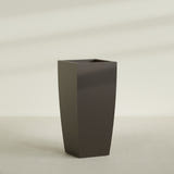 Toulan Tapered Square Planter in Matte Dark Brown, 28"W × 60"H, shown empty