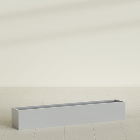 Monaco Rectangle Planter in Metallic Silver, 44"L, shown empty