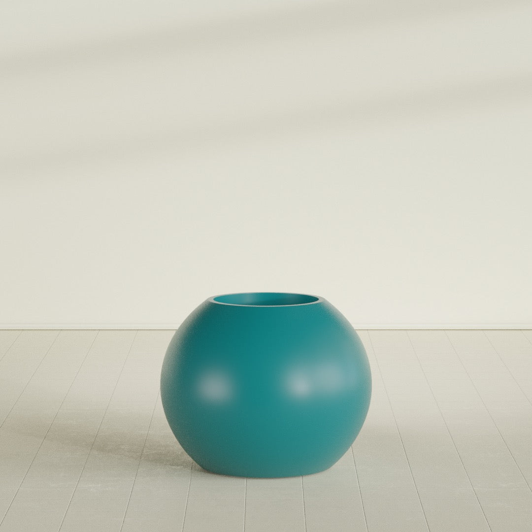 Globe Planter in Satin Seafoam Green, 30"D × 24"H, shown empty
