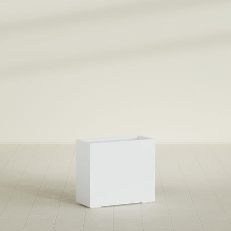 Potsdam Rectangular Planter in Matte Bright White, 36"L × 16"D × 32"H, shown empty