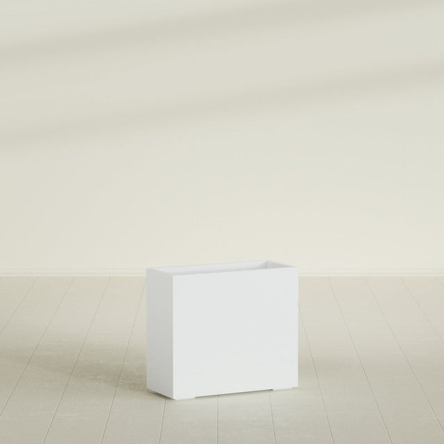Potsdam Rectangular Planter in Matte Bright White, 36"L × 16"D × 32"H, shown empty