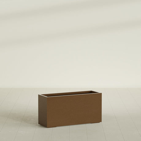 Tolga Rectangular Planter in Metallic Bronze, 48"L × 16"D × 24"H, shown empty