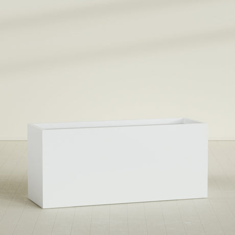 Brisbane Rectangular Planter in Matte Bright White, 72"L × 24"D × 32"H, shown empty