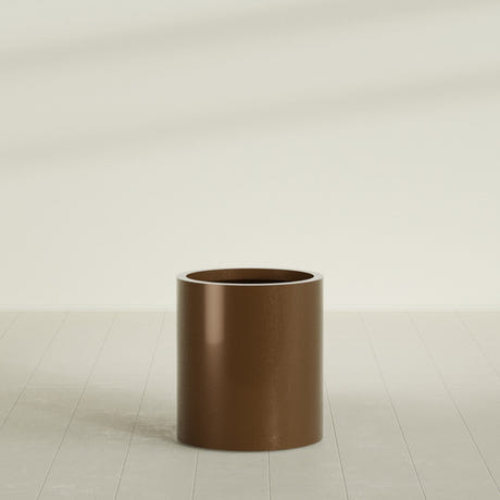 Rio Grande Cylinder Planter in Metallic Bronze, 18"D × 20"H, shown empty