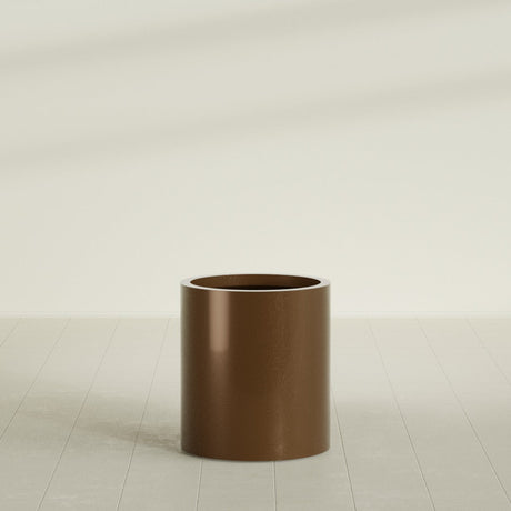 Rio Grande Cylinder Planter in Metallic Bronze, 18"D × 20"H, shown empty