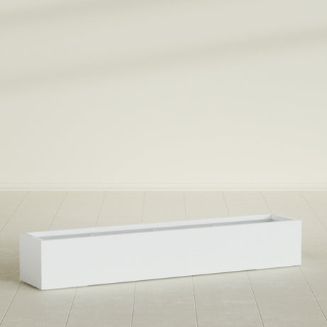 Cuba Low Rectangular Planter in Matte Bright White, 72"L × 14"D × 12"H, shown empty