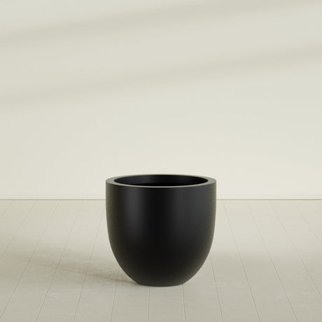 Alzira Bowl Planter in Matte Black, 30"D × 28"H, shown empty