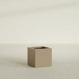 Montroy Cube Planter in Gloss Metallic Gold, 24", shown empty