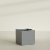 Montroy Cube Planter in Matte Gunmetal, 36", shown empty