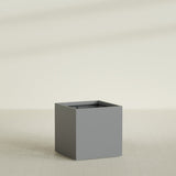 Montroy Cube Planter in Matte Gunmetal, 36", shown empty