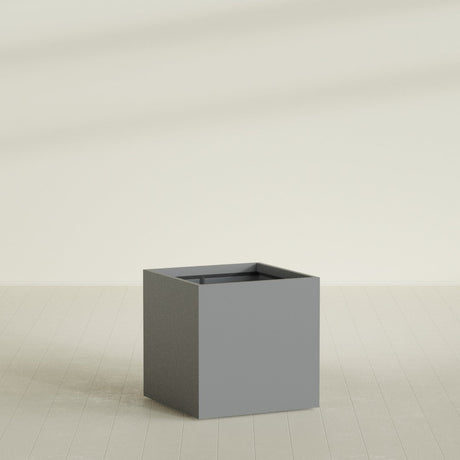 Montroy Cube Planter in Matte Gunmetal, 36", shown empty