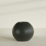 Globe Planter in Matte Charcoal, 36"D × 30"H, shown empty