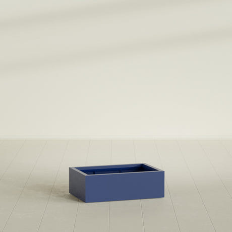 Antwerp Rectangular Planter in Matte Cobalt Blue, 36"L × 24"D × 12"H, shown empty
