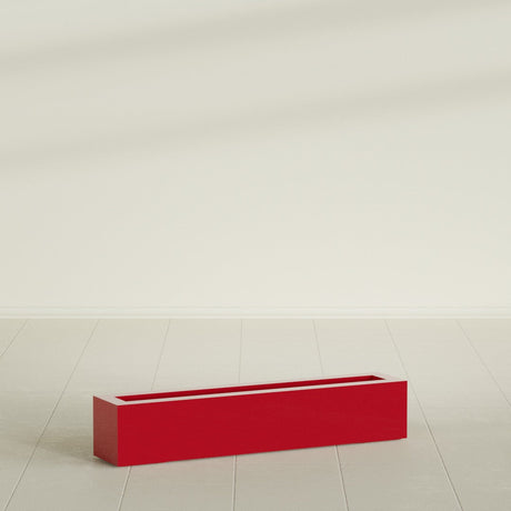 Salon Box Planter in Gloss Red, 42" Long, shown empty