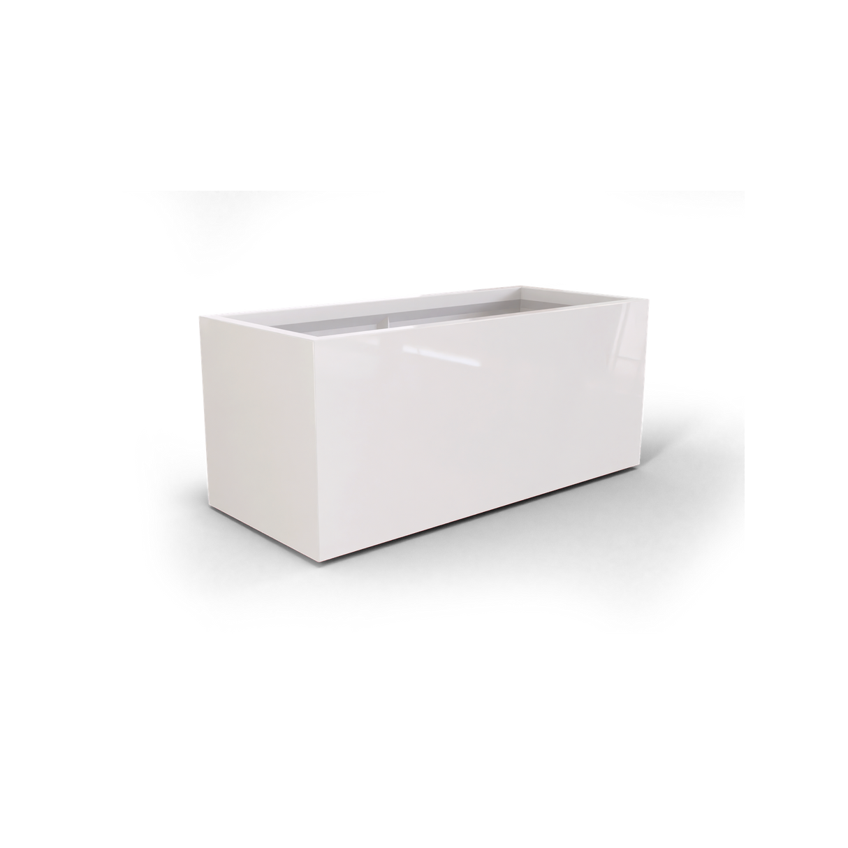 Badalona rectangular fiberglass planter in Gloss Bright White