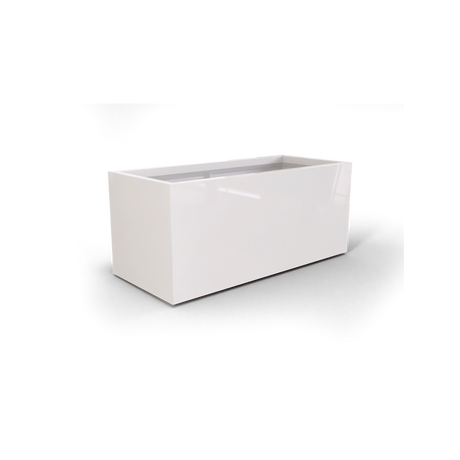 Badalona rectangular fiberglass planter in Gloss Bright White