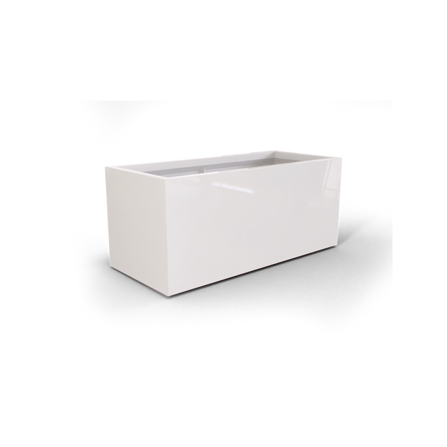 Badalona rectangular fiberglass planter in Gloss Bright White