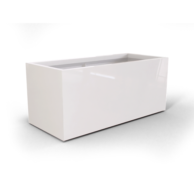 Badalona rectangular fiberglass planter in Gloss Bright White, 39 × 17 × 17 in, studio render