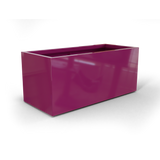 Badalona rectangular fiberglass planter in Gloss Eggplant, 39 × 17 × 17 in, studio render
