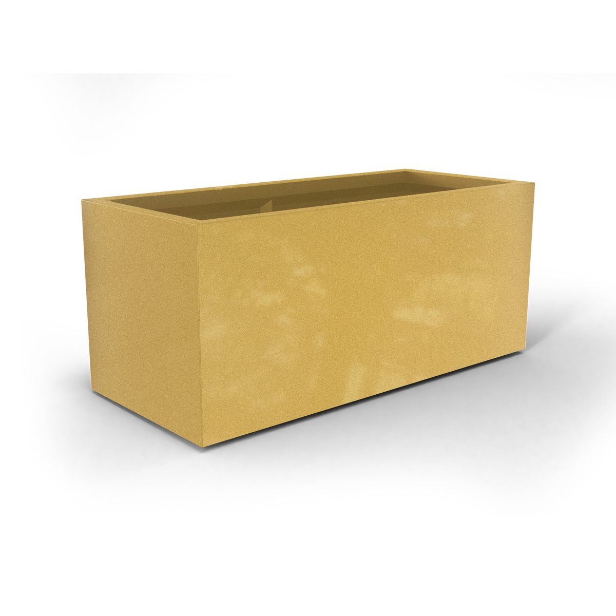 Badalona rectangular fiberglass planter in Gloss Metallic Gold, 39 × 17 × 17 in, studio render