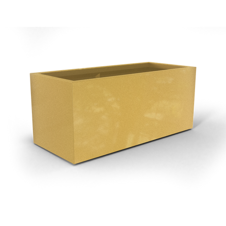 Badalona rectangular fiberglass planter in Gloss Metallic Gold, 39 × 17 × 17 in, studio render
