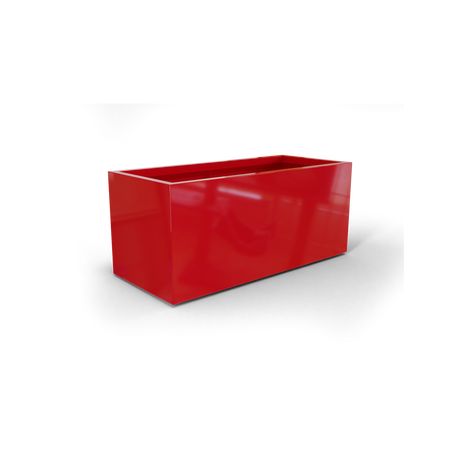 Badalona rectangular fiberglass planter in Gloss Red