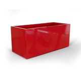 Badalona rectangular fiberglass planter in Gloss Red, 39 × 17 × 17 in, studio render