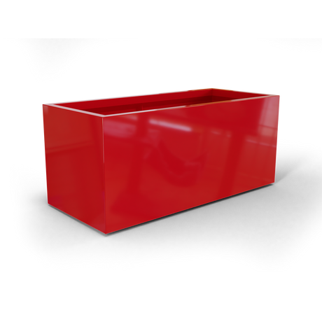 Badalona rectangular fiberglass planter in Gloss Red, 39 × 17 × 17 in, studio render