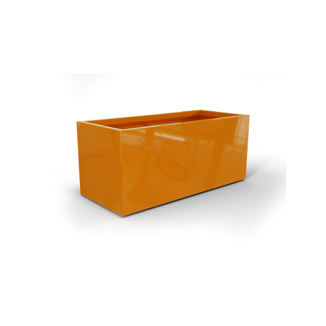 Badalona rectangular fiberglass planter in Gloss Tangerine