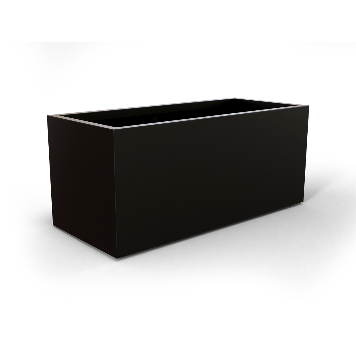 Badalona rectangular fiberglass planter in Matte Black, 39 × 17 × 17 in, studio render