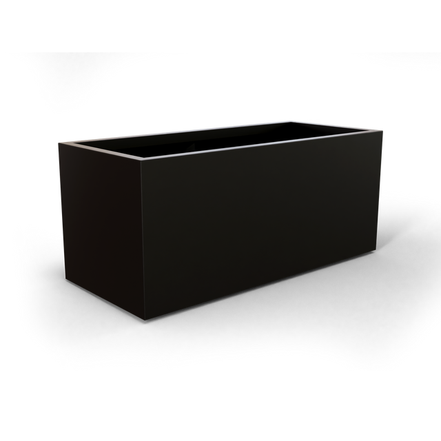 Badalona rectangular fiberglass planter in Matte Black, 39 × 17 × 17 in, studio render