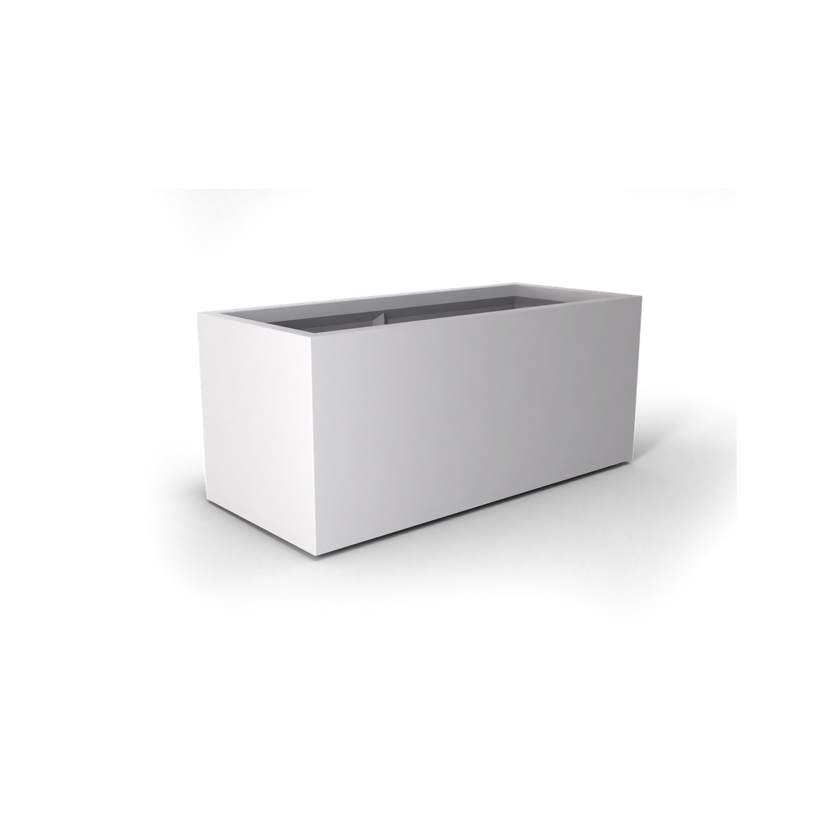 Badalona rectangular fiberglass planter in Matte Bright White