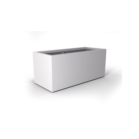 Badalona rectangular fiberglass planter in Matte Bright White
