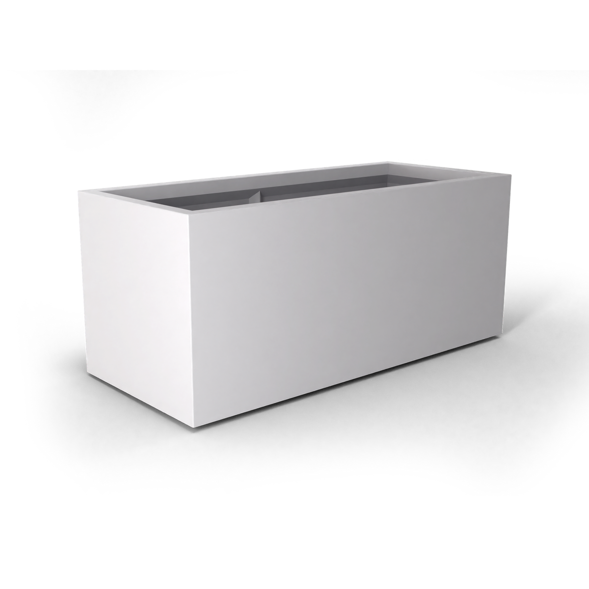 Badalona rectangular fiberglass planter in Matte Bright White, 39 × 17 × 17 in, studio render