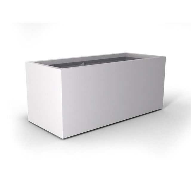 Badalona rectangular fiberglass planter in Matte Bright White, 39 × 17 × 17 in, studio render