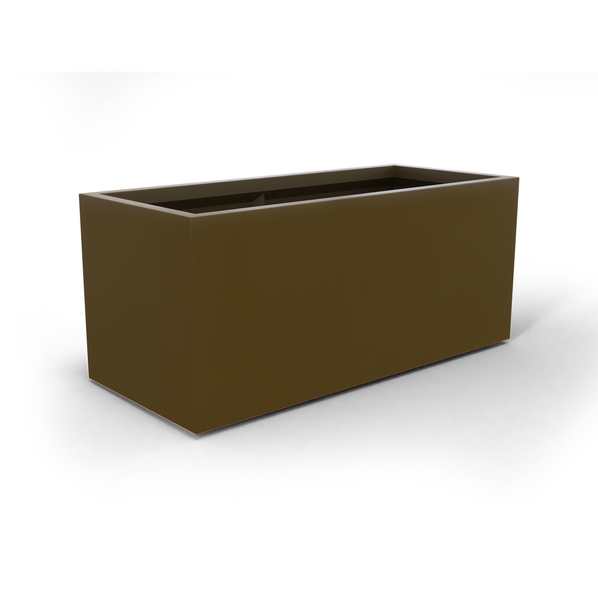 Badalona rectangular fiberglass planter in Matte Bronze, 39 × 17 × 17 in, studio render