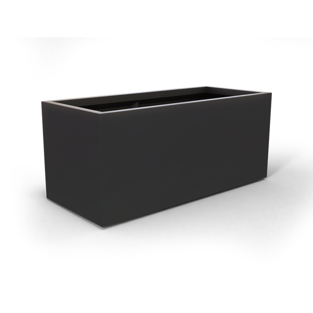 Badalona rectangular fiberglass planter in Matte Charcoal, 39 × 17 × 17 in, studio render