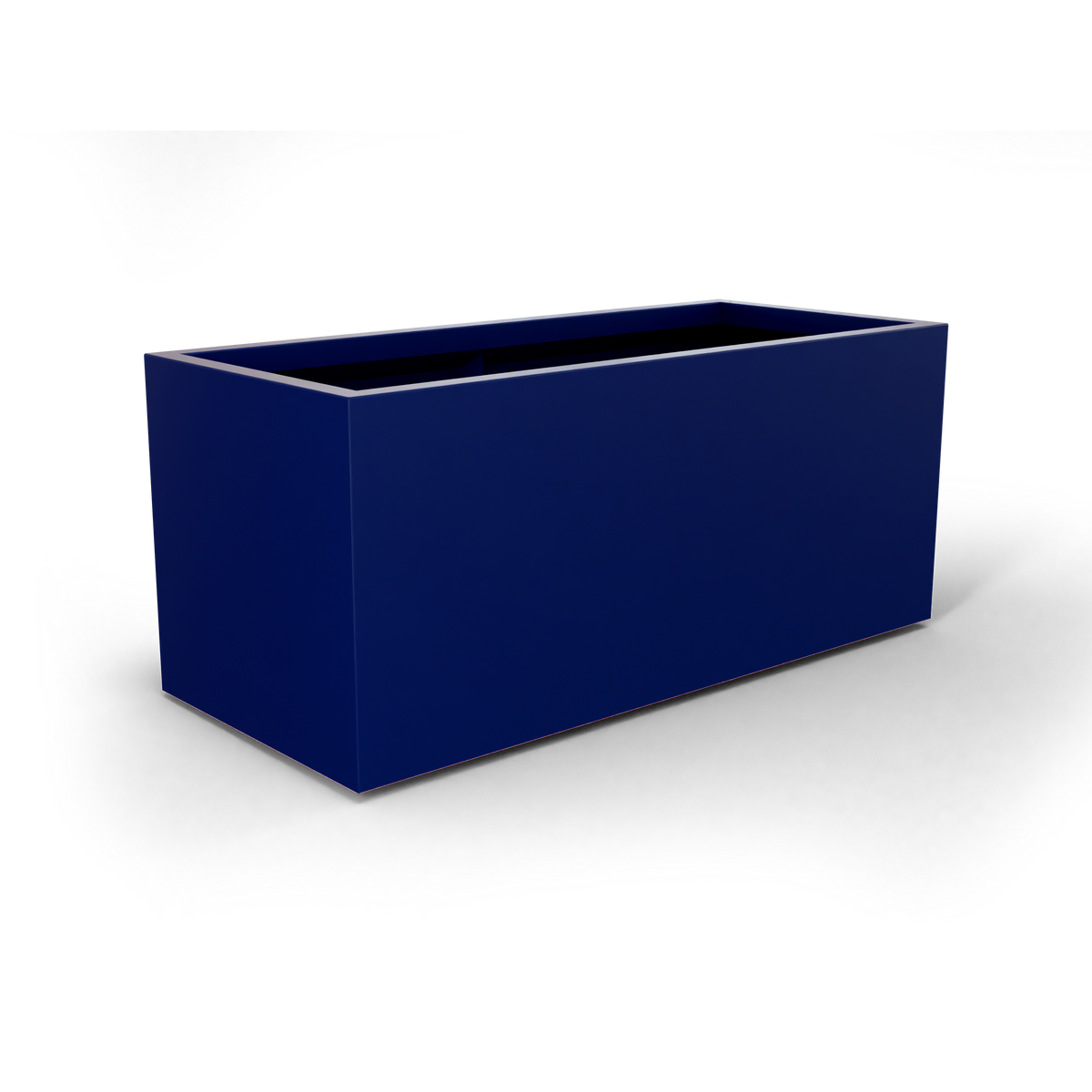 Badalona rectangular fiberglass planter in Matte Cobalt Blue, 39 × 17 × 17 in, studio render