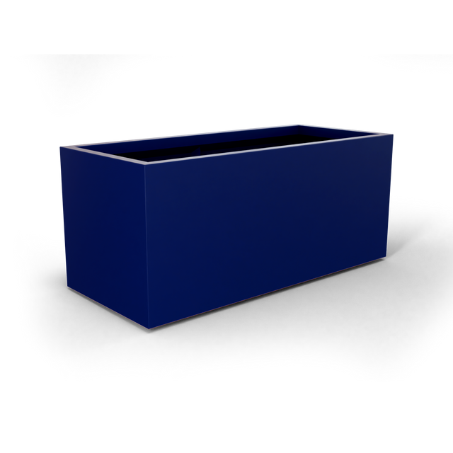 Badalona rectangular fiberglass planter in Matte Cobalt Blue, 39 × 17 × 17 in, studio render