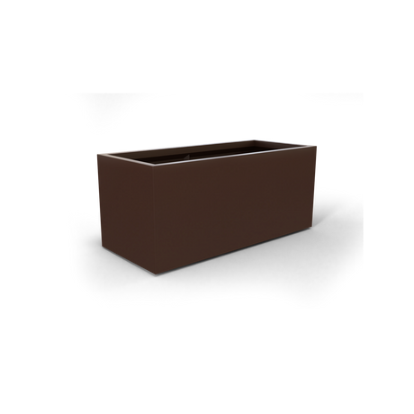 Badalona rectangular fiberglass planter in Matte Dark Brown