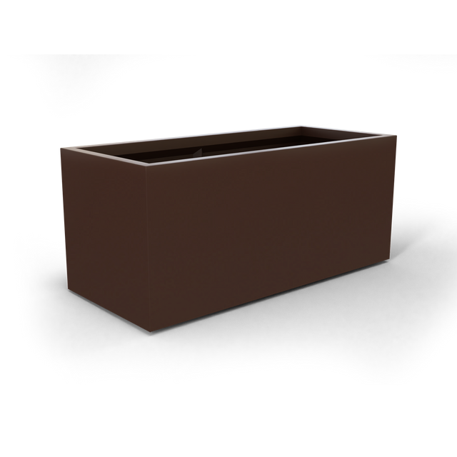 Badalona rectangular fiberglass planter in Matte Dark Brown, 39 × 17 × 17 in, studio render