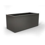 Badalona rectangular fiberglass planter in Matte Gunmetal, 39 × 17 × 17 in, studio render